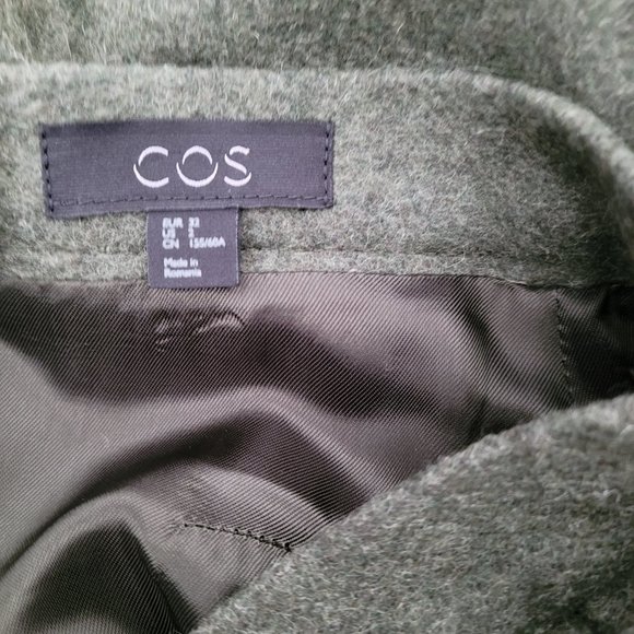 COS Army Green Wool Blend Midi Pencil Skirt - Picture 3 of 4